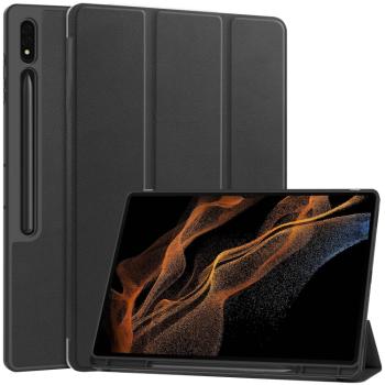 LEATHER Zaklápací obal pre Samsung Galaxy Tab S9 Ultra / Tab S10 Ultra čierny