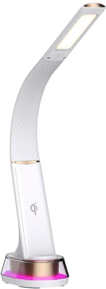 Asztali lámpa Immax LED Corella Asztali lámpa Qi töltéssel, fehér, aranyszín elemekkel, RGB háttérvilágítás