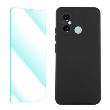 ENKAY SET Silikónový obal a 2D sklo Xiaomi Redmi 12C čierny