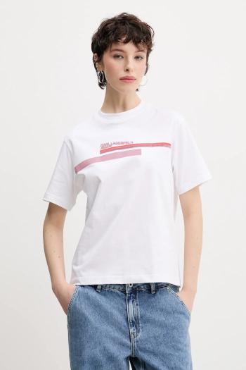 Bavlnené tričko Karl Lagerfeld Jeans dámske, biela farba, A2W17032