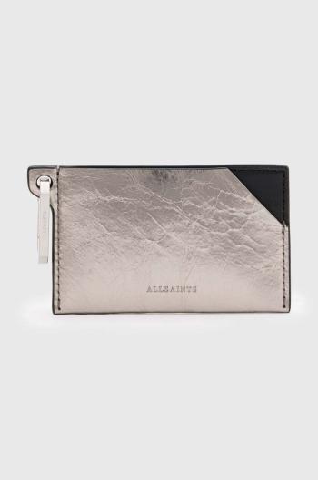 Kožené puzdro na karty AllSaints HEX CARDHOLDER strieborná farba, W173XB