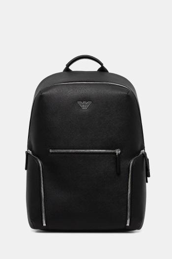 Kožený ruksak Emporio Armani čierna farba, veľký, jednofarebný, Y4O409 Y138E