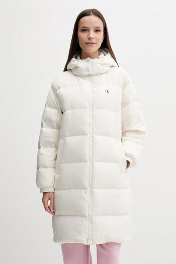 Páperová bunda Calvin Klein Jeans béžová farba, zimná, LV047D502G