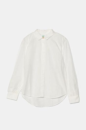 Detská bavlnená košeľa United Colors of Benetton biela farba, 5RHDCQ03O