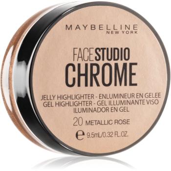 MAYBELLINE NEW YORK Face Studio Chrome Jelly Highlighter gélový rozjasňovač odtieň 20 Metallic Rose 9.5 ml