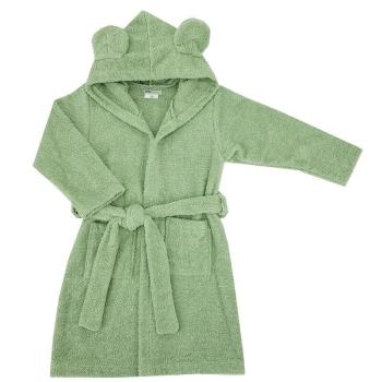 EKO Köntös pamutból kapucnival és fülekkel Olive green méret L 104-110