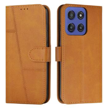 STITCHED Peňaženkový kryt pre Motorola Edge 60 / Edge 60 Fusion svetlohnedý