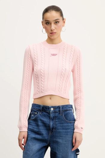 Bavlnený sveter Tommy Jeans ružová farba, DW0DW20256