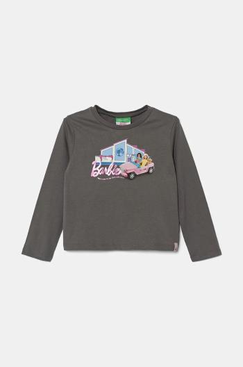 Detská bavlnená košeľa s dlhým rukávom United Colors of Benetton šedá farba, 3ATNG10HJ