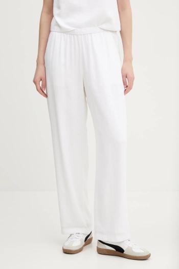 Ľanové nohavice Abercrombie & Fitch béžová farba, široké, vysoký pás, KI156-5128