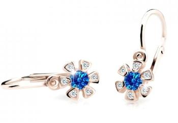 Cutie Jewellery Detské náušnice z ružového zlata C2156-10-X-4 modrá
