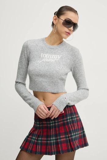 Sveter s prímesou vlny Tommy Jeans dámsky, šedá farba, tenký, DW0DW19895