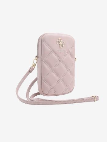 Guess PU Quilted 4G Metal Logo Taška na Telefon se Zipem Pink Telefontok Lila