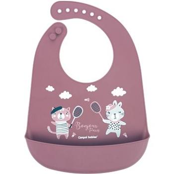 Canpol Babies podbradník silikónový s vreckom Bonjour Paris, ružový (5901691852334)