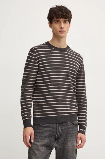 Sveter s prímesou vlny Pepe Jeans NEW ANDRE STRIPES pánsky, šedá farba, tenký, PM702479