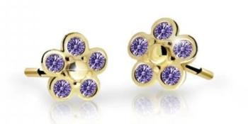 Cutie Jewellery Detské kvietkové náušnice zo žltého zlata C2744-30-X-1 fialová
