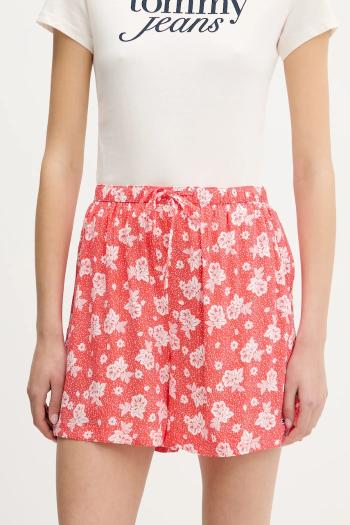 Šortky Tommy Jeans oranžová farba, vzorované, vysoký pás, DW0DW20359