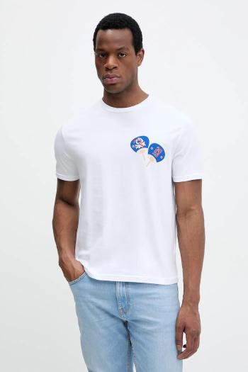 Bavlnené tričko United Colors of Benetton pánske, fialová farba, s potlačou, 3I1XU1096