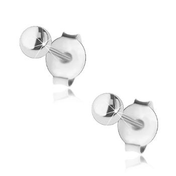 Puzetové náušnice, striebro 925, lesklá hladká guľôčka, 3 mm