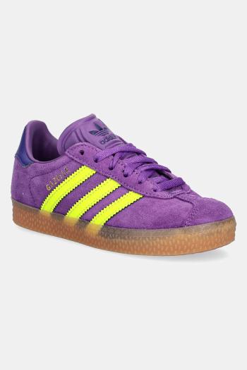 Detské semišové tenisky adidas Originals GAZELLE fialová farba, JP7131