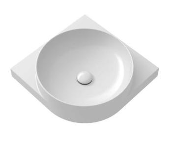 RAVAK - Yard Umývadlo rohové 45x45 cm, bez prepadu, otvor na batériu, biela XJX01245000