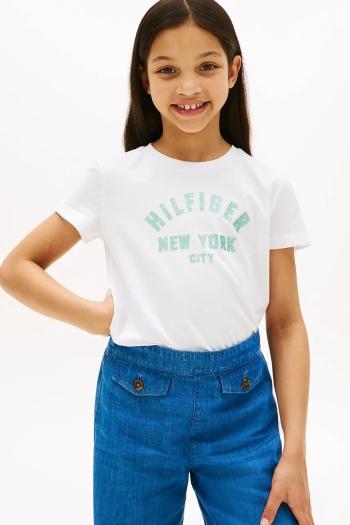 Detské bavlnené tričko Tommy Hilfiger biela farba, KG0KG08813