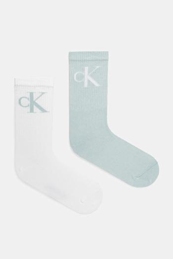 Ponožky Calvin Klein Jeans 2-pak dámske, tyrkysová farba, 701228811