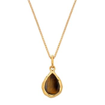 Hot Diamonds Pozlátený náhrdelník s diamantom a tigrím okom Gemstones DP1028 (retiazka, prívesok)