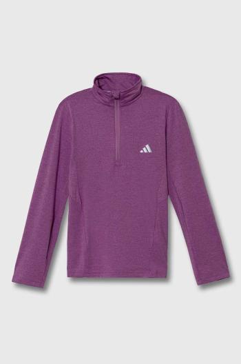 Detská mikina adidas J HEA 1/2 ZIP ružová farba, jednofarebná, IV9581