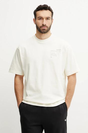 Bavlnené tričko EA7 Emporio Armani pánske, béžová farba, s potlačou, AF12957.7X000082