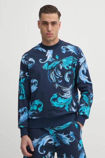 Bavlnená mikina Versace Jeans Couture pánska, tmavomodrá farba, vzorovaná, 78GAI3R0 FS190