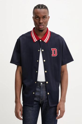 Košeľa Drôle de Monsieur La Chemise Drule Sport pánska, tmavomodrá farba, voľný strih, G-SH221-PL160-NY