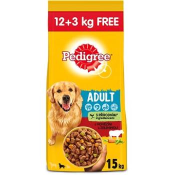 Pedigree granule s hovädzím so zeleninou pre dospelé psy 12 kg + 3 kg (5998749143247)