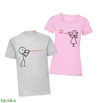 Páros mintás póló, pulóver I Love You figurák