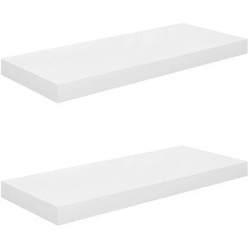 Shumee plávajúce nástenné 2 ks biele vysoký lesk 60×23,5×3,8 cm, 323749