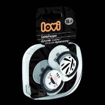 LOVI Dynamický utišujúci cumlík Salt&Pepper 18m+ 2 ks