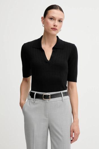 Polo tričko United Colors of Benetton dámske, čierna farba, 123VD3018