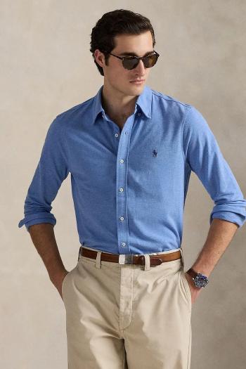 Bavlnená košeľa Polo Ralph Lauren čierna farba, regular, s golierom button-down, 710654408