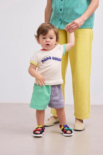Detské bavlnené šortky Bobo Choses zelená farba, jednofarebné, 125AB046