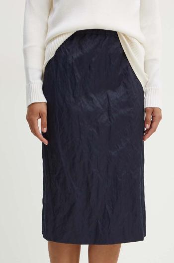 Sukňa Weekend Max Mara tmavomodrá farba, midi, rovný strih, 2425106031600