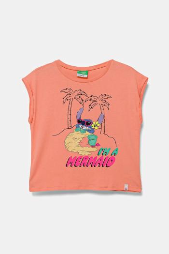 Detské bavlnené tričko United Colors of Benetton x Disney oranžová farba, 3JERC10P2