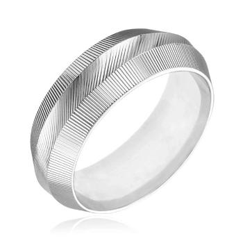 Prsteň zo striebra 925 - zúžený, vrúbkovaný povrch - Veľkosť: 53 mm