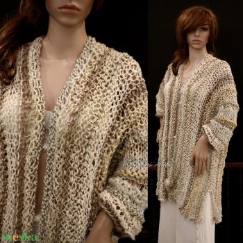 KK-ANDOK -  extravagáns kézzel kötött poncsó kabátka