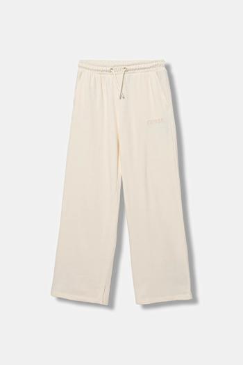 Detské bavlnené tepláky Guess béžová farba, jednofarebné, J5YQ14 KA6R4
