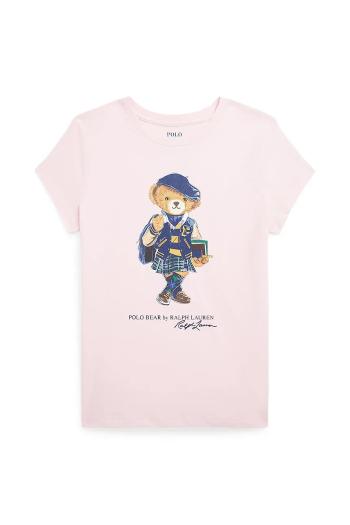 Detské bavlnené tričko Polo Ralph Lauren ružová farba, 313961230001