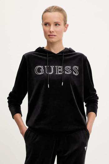 Mikina Guess COUTURE čierna farba, s kapucňou, s nášivkou, V4RQ25 K0232