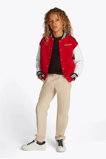 Detská mikina Tommy Hilfiger červená farba, vzorovaná, KB0KB09572