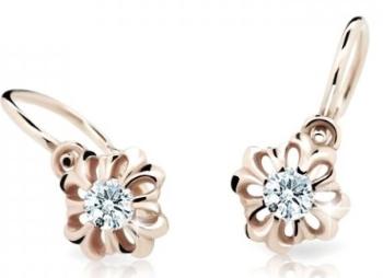 Cutie Jewellery Nežné detské náušnice z ružového zlata C2208-10-X-4 biela