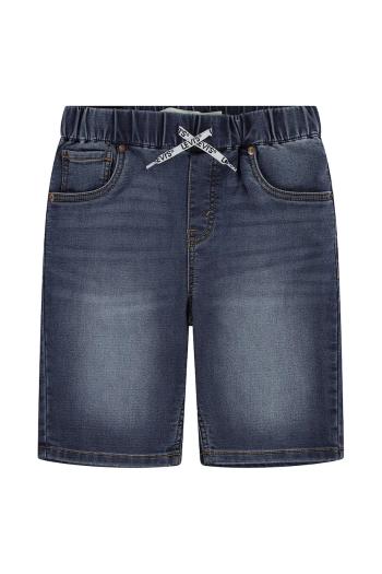 Detské rifľové krátke nohavice Levi's LVB SKINNY DOBBY SHORT tmavomodrá farba