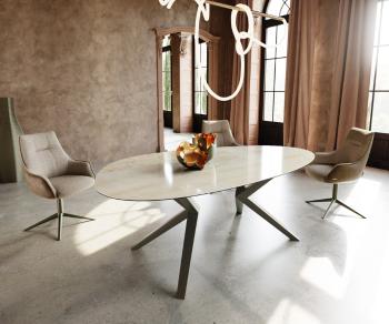 Jedálenský stôl Edge oválny 220x120 keramický Iris FmG Onice Oro